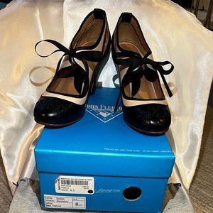 John Fluevog Black and Cream Heels